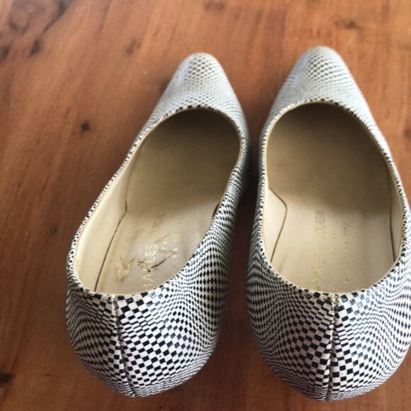 Rare Vintage Charles Jourdan Leather Pumps Black & Ivory Pattern Sz‎ 6 - EUC - Picture 4 of 14